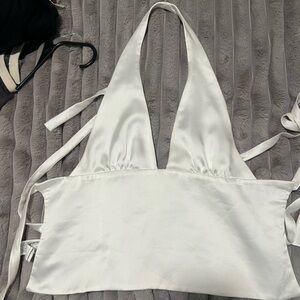Zara white tie back halter top